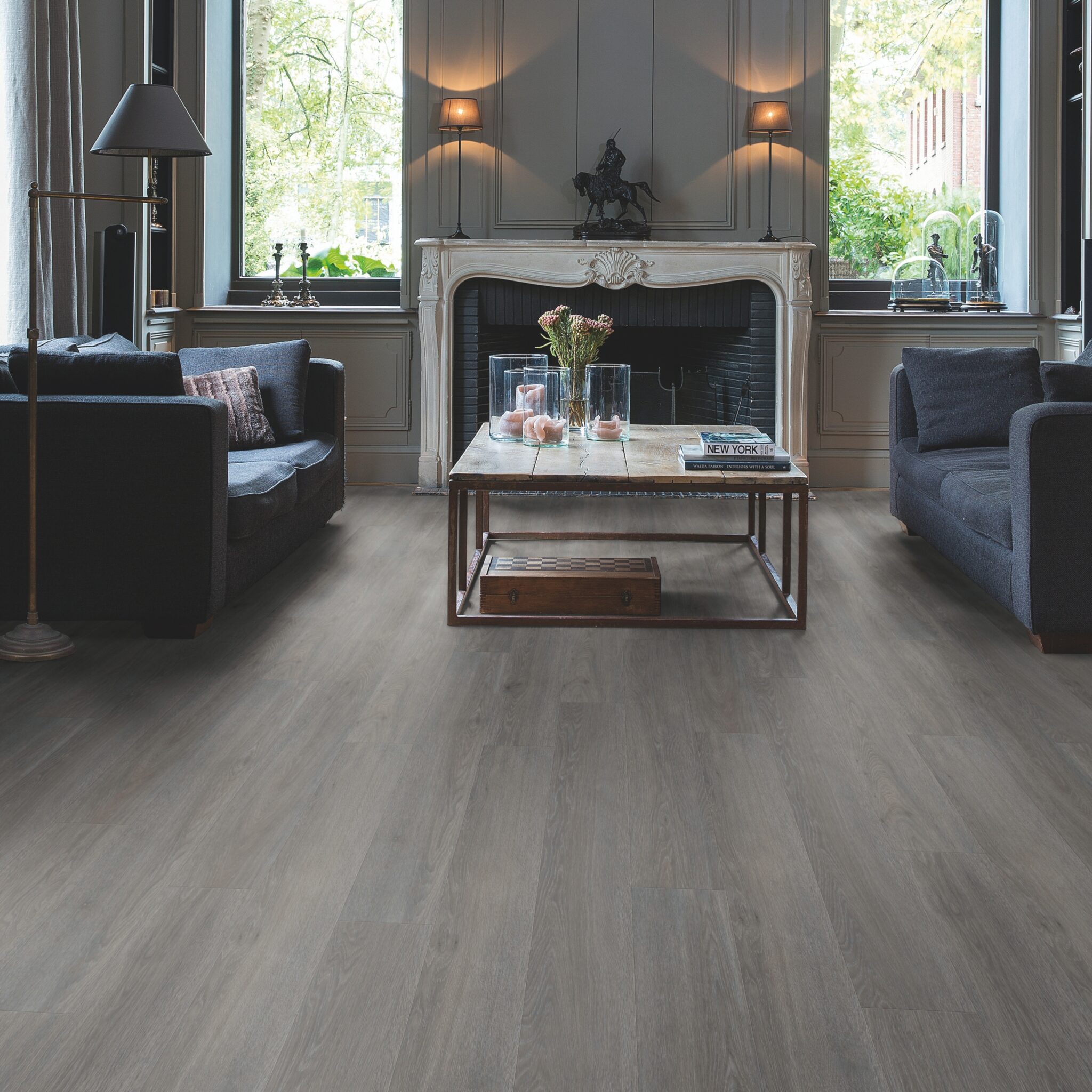 QuickStep Alpha Blos Silk Oak Dark Grey AVSPU40060 Rigid Vinyl Small Planks Artisan Flooring