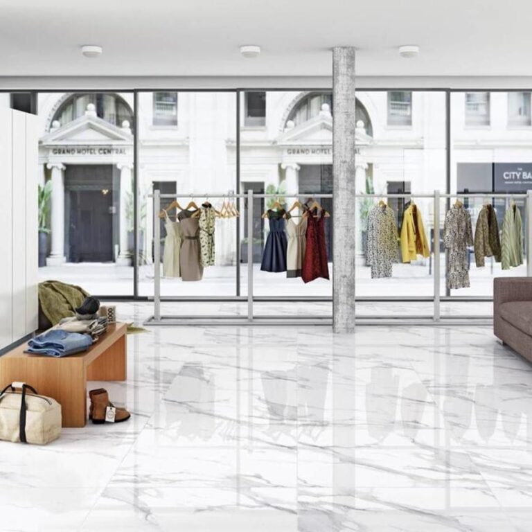Carrara Mercury Gloss White Marble Effect Porcelain Tiles 600 x 600 mm ...