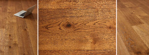 Blenheim Originals 20/6mm 190mm x 1900mm French Oak  HAND-SCRAPED, DISTRESSED, COGNAC STAINED, UV OILED – M1007Z