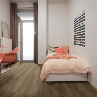 case dark oak luxury vinyl flooring in room view
