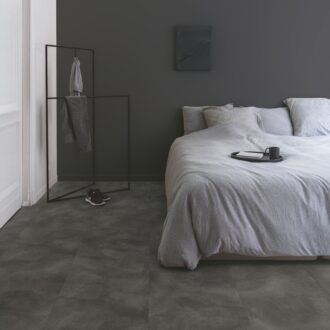 soft graphite luxury vinyl tiles in bedroom