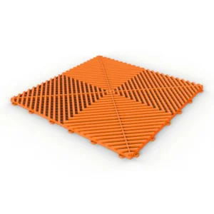 Fire Orange Tuff-Tile Vented Garage Floor Tiles 400 x 400 x 18mm
