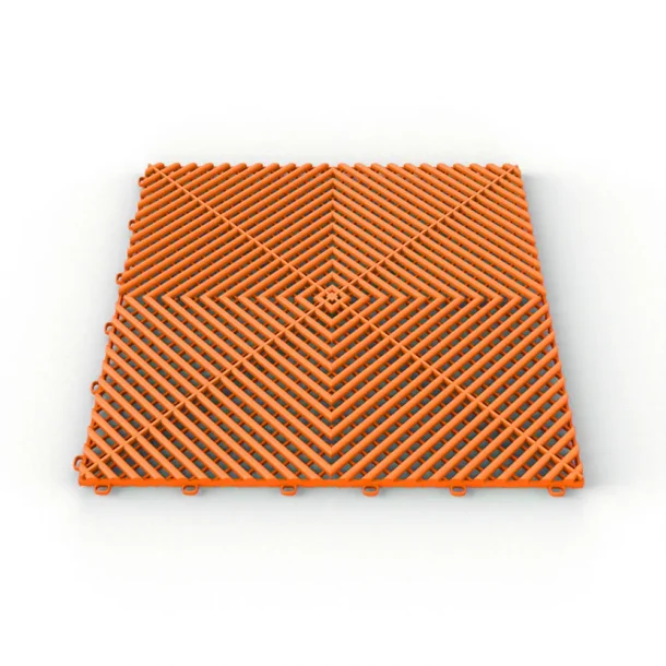 Fire Orange Tuff-Tile Vented Garage Floor Tiles 400 x 400 x 18mm