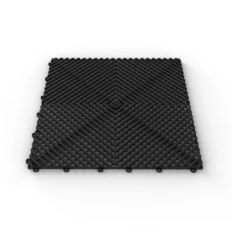 Satin Black Tuff-Tile Vented Garage Floor Tiles 400 x 400 x 18mm