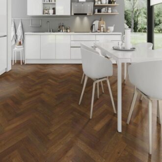 Artisan Herringbone Chestnut Brushed UV Lacquered Engineered Wood Flooring 14mm